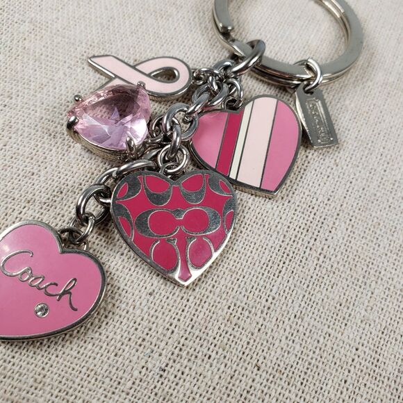 Coach BCA Breast Cancer Awareness Pink Multi Mix Crystal Enamel Keychain Charms - Picture 10 of 16